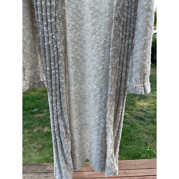 Free People Women's Open Knit Tan Open Front Long Line Cardigan Sweater Size L - Picture 3 of 8